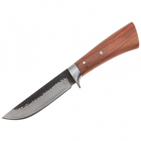 Cutit de vanatoare IdeallStore®, Adventure Accuracy, otel damasc, 25 cm, maner lemn, maro, husa piele [1]