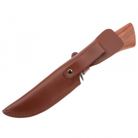 Cutit de vanatoare IdeallStore®, Adventure Accuracy, otel damasc, 25 cm, maner lemn, maro, husa piele [7]