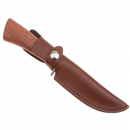 Cutit de vanatoare IdeallStore®, Adventure Accuracy, otel damasc, 25 cm, maner lemn, maro, husa piele [8]