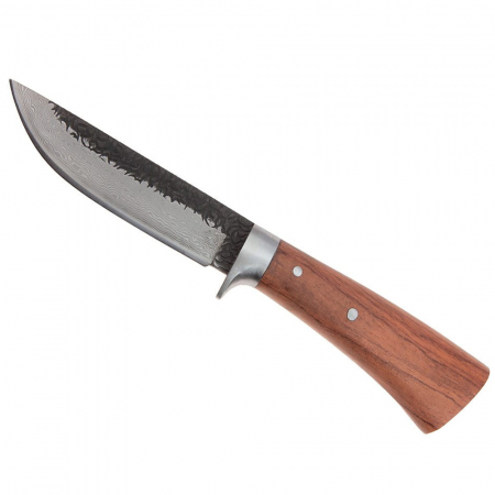 Cutit de vanatoare IdeallStore®, Adventure Accuracy, otel damasc, 25 cm, maner lemn, maro, husa piele [3]