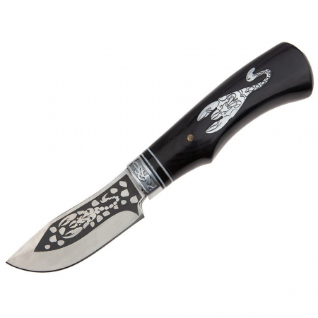 Cutite vanatoare - Cutit de vanatoare IdeallStore®, Ancient Scorpion, 22 cm, otel inoxidabil, negru