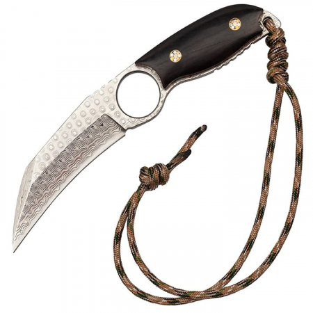 Cutite vanatoare - Cutit de vanatoare IdeallStore®, Apache Saviour, negru 18 cm, otel damasc, teaca piele