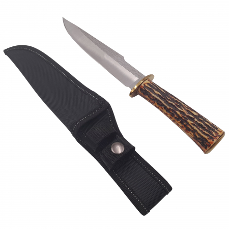 Cutite vanatoare - Cutit de vanatoare IdeallStore®, Bone Trace, 30.5 cm, otel inoxidabil, bej, teaca inclusa