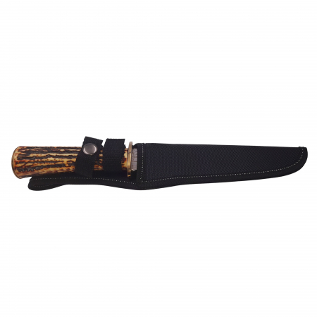 Cutit de vanatoare IdeallStore®, Bone Trace, 30.5 cm, otel inoxidabil, bej, teaca inclusa [5]