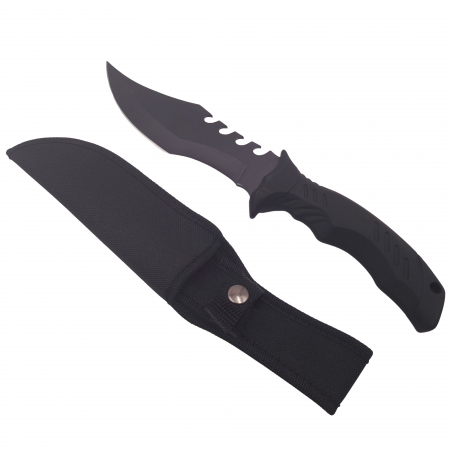 Cutite vanatoare - Cutit de vanatoare IdeallStore®, Comando Blade, 28.5 cm, otel inoxidabil, negru, teaca inclusa