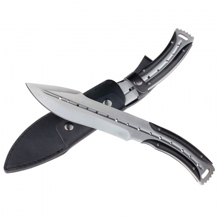 Cutite vanatoare - Cutit de vanatoare IdeallStore®, Comando Friend, 33 cm, otel inoxidabil, argintiu, teaca piele inclusa
