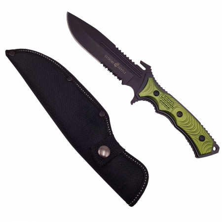 Cutite vanatoare - Cutit de vanatoare IdeallStore®, Extreme Beetle, verde, 29 cm, teaca inclusa