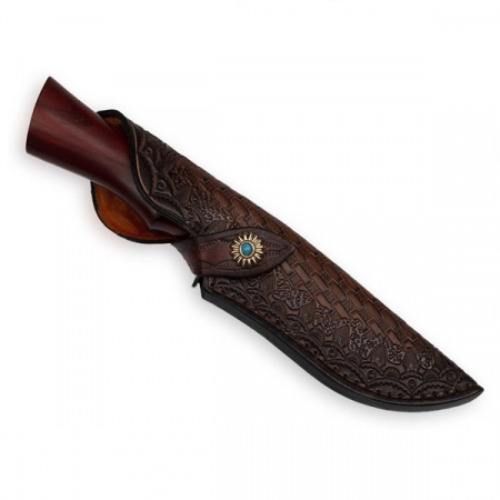 Cutit de vanatoare, IdeallStore®, Fixed Blade, Husa Piele, Otel Damasc [2]