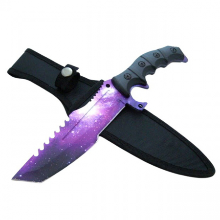 Cutite vanatoare - Cutit de vanatoare IdeallStore®, Galaxy Element, 30.5 cm, otel inoxidabil, mov
