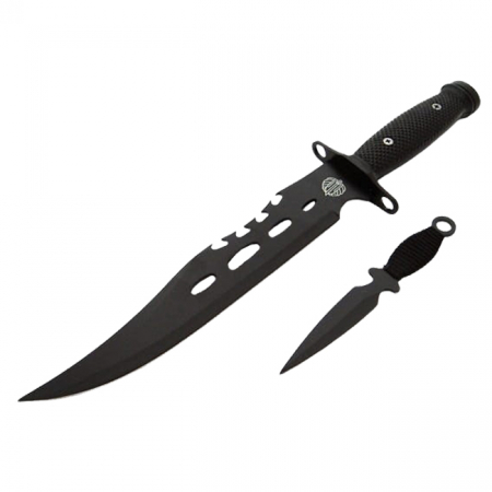 Cutite vanatoare - Cutit de vanatoare IdeallStore®, Goldur Blade, 36 cm, negru, husa piele