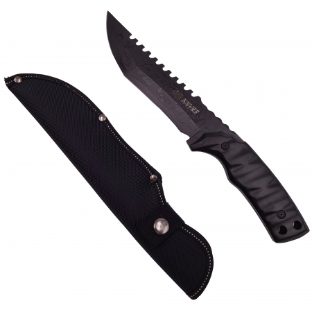 Cutite vanatoare - Cutit de vanatoare IdeallStore®, Hazard Blade, negru 31 cm, teaca inclusa