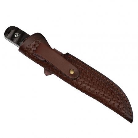 Cutit de vanatoare IdeallStore®, Hell Raiser, maro, 23.5 cm, otel damasc, teaca piele [6]