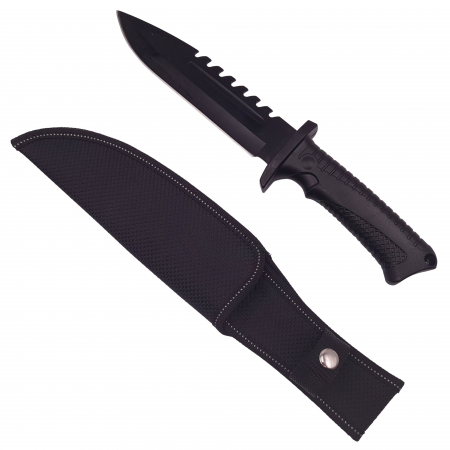 Cutite vanatoare - Cutit de vanatoare IdeallStore®, Hunting Etiquette, 29 cm, otel inoxidabil, negru