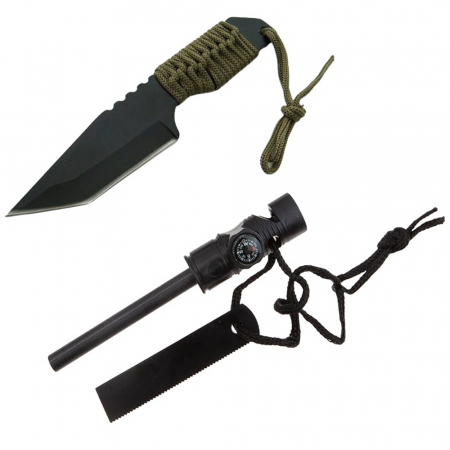 Cutite vanatoare - Cutit de vanatoare IdeallStore®, Jungle Guard, negru, 17.5 cm, teaca inclusa