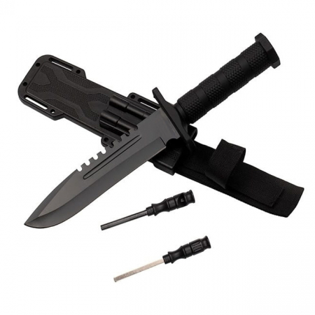 Cutite vanatoare - Cutit de vanatoare IdeallStore®, Jungle Specialist, 31 cm, negru, teaca inclusa