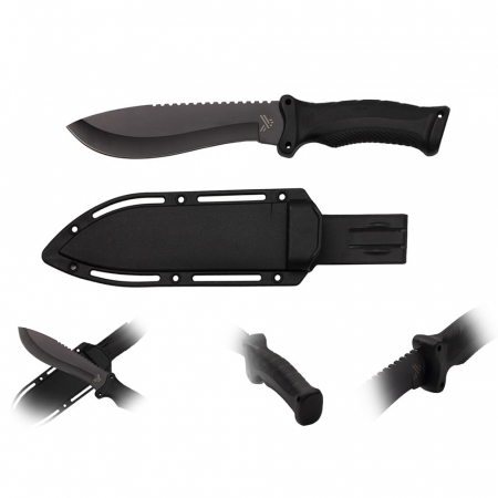 Cutit de vanatoare IdeallStore®, Kukri Madness, otel inoxidabil, 30.5 cm, negru, teaca inclusa [2]