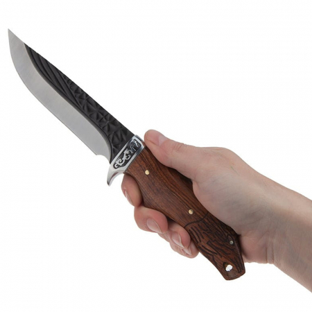 Cutit de vanatoare IdeallStore®, Lion Blade, 25 cm, otel inoxidabil, maro, teaca inclusa [8]
