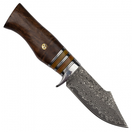 Cutit de vanatoare IdeallStore®, Oriental Cutting, otel damasc, 20.5 cm, maro, teaca piele [5]