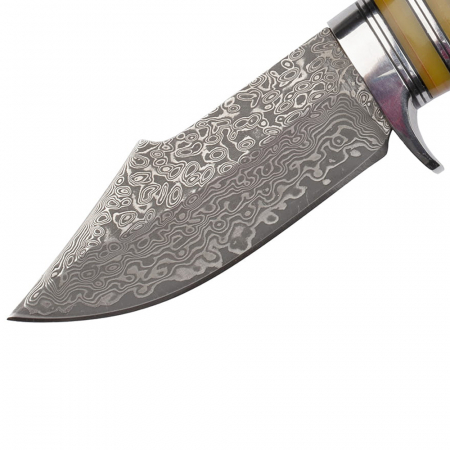 Cutit de vanatoare IdeallStore®, Oriental Cutting, otel damasc, 20.5 cm, maro, teaca piele [3]