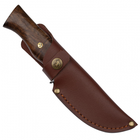 Cutit de vanatoare IdeallStore®, Oriental Cutting, otel damasc, 20.5 cm, maro, teaca piele [6]
