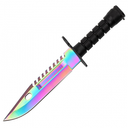 Cutite vanatoare - Cutit de vanatoare IdeallStore, Rainbow Rambo, 32.5 cm, multicolor, teaca inclusa