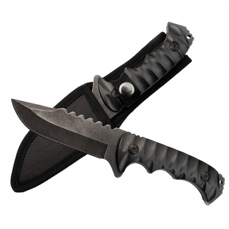 Cutite vanatoare - Cutit de vanatoare IdeallStore®, Safari Mix, 23 cm, negru, teaca inclusa