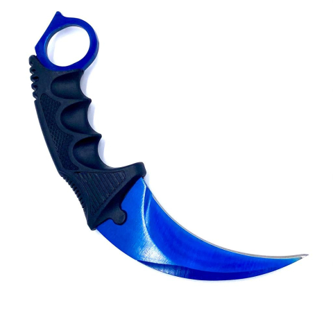 SPORT & TIMP LIBER - Cutit karambit cu tais CS:GO, teaca si snur de agatat, albastru metalic
