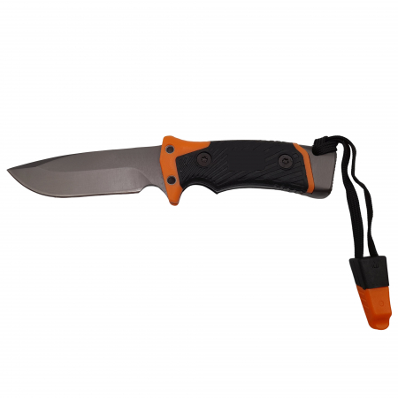 Cutit de vanatoare IdeallStore®, Survival Blade, 20.5 cm, otel inoxidabil, portocaliu, husa inclusa [1]