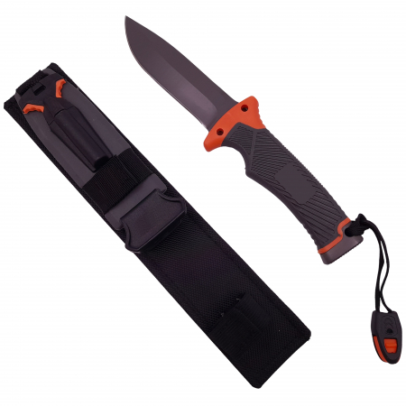 Cutite vanatoare - Cutit de vanatoare IdeallStore®, Survival King, 25 cm, otel inoxidabil, portocaliu, husa inclusa