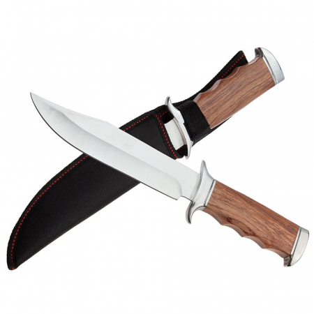 Cutit de vanatoare IdeallStore®, Survival Nature, 31.5 cm, otel inoxidabil, maro, teaca inclusa [0]