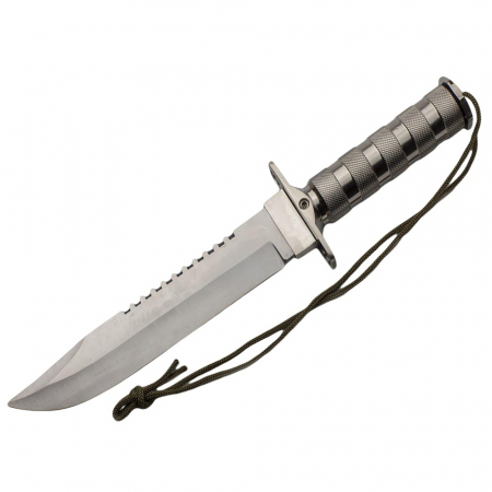 Cutite vanatoare - Cutit de vanatoare IdeallStore®, Survival Pursuit, 35 cm, otel inoxidabil, argintiu, teaca inclusa
