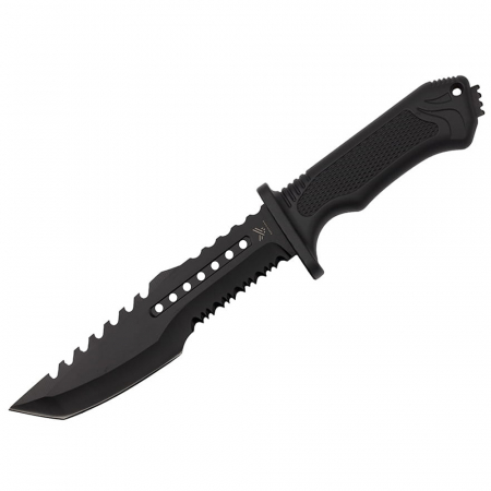 Cutit de vanatoare IdeallStore®, Survival Spirit, otel inoxidabil, amnar, 30.5 cm, negru, teaca inclusa [1]