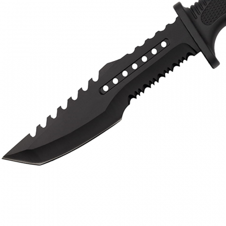 Cutit de vanatoare IdeallStore®, Survival Spirit, otel inoxidabil, amnar, 30.5 cm, negru, teaca inclusa [3]