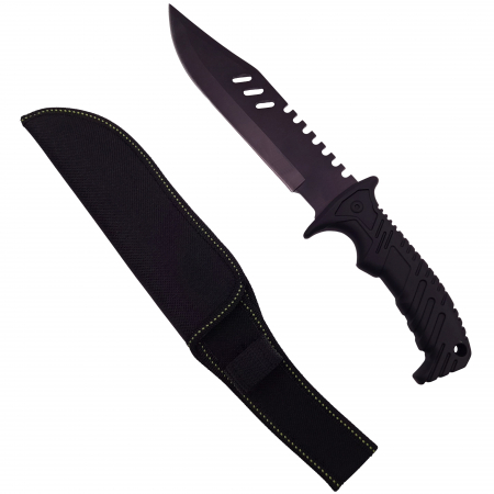 Cutite vanatoare - Cutit de vanatoare IdeallStore®, Tactical Rambo, 32 cm, negru, teaca inclusa