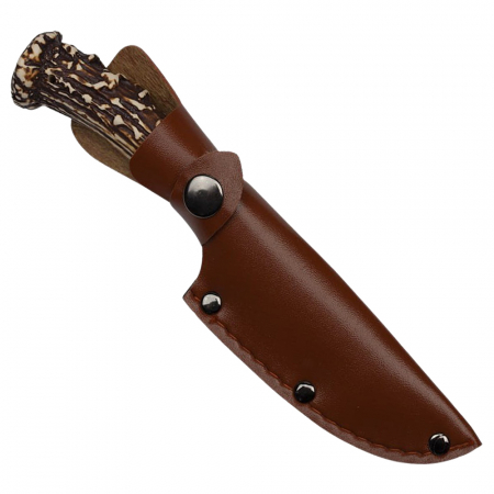 Cutit de vanatoare IdeallStore, The Goat Knife, 21 cm, bej, husa piele ecologica [1]