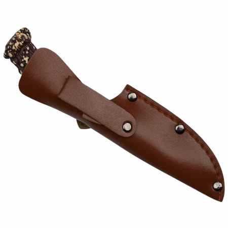 Cutit de vanatoare IdeallStore, The Goat Knife, 21 cm, bej, husa piele ecologica [5]
