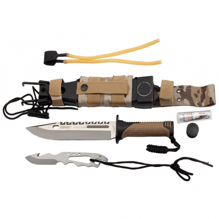 Cutite vanatoare - Cutit de vanatoare IdeallStore®, Thunder Clap, otel inoxidabil, 32.5 cm, bej, teaca inclusa