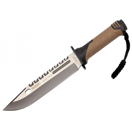 Cutit de vanatoare IdeallStore®, Thunder Clap, otel inoxidabil, 32.5 cm, bej, teaca inclusa [1]