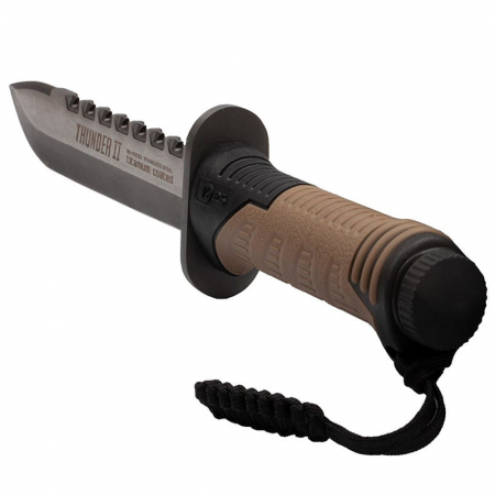 Cutit de vanatoare IdeallStore®, Thunder Sound, otel inoxidabil, 30 cm, bej, teaca inclusa [7]