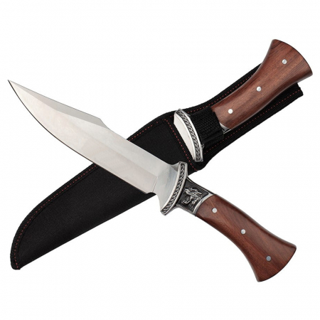 Cutite vanatoare - Cutit de vanatoare IdeallStore®, Tiger Blade, 30.5 cm, otel inoxidabil, maro, teaca inclusa