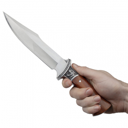 Cutit de vanatoare IdeallStore®, Tiger Blade, 30.5 cm, otel inoxidabil, maro, teaca inclusa [9]