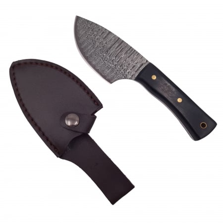 Cutite vanatoare - Cutit de vanatoare IdeallStore®, Tribal Chief, 20 cm, otel inoxidabil, negru, teaca piele ecologica