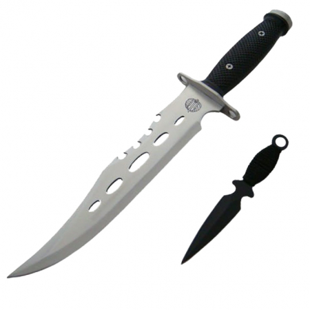 Cutite vanatoare - Cutit de vanatoare IdeallStore®, Unity Blade, 36 cm, argintiu, teaca piele inclusa