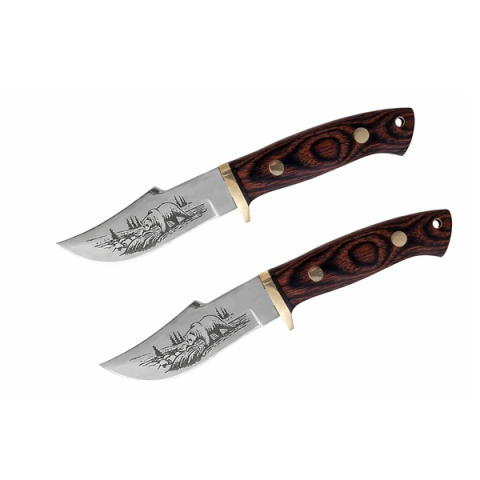 SPORT & TIMP LIBER - Set doua cutite de vanatoare, otel inoxidabil 420, maner din lemn, husa cordura, 20 cm