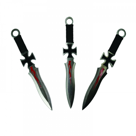 Cutit de vanatoare Tang Hunter si 3 Cutite de aruncat, IdeallStore® , 28 cm ,Otel inoxidabil [3]