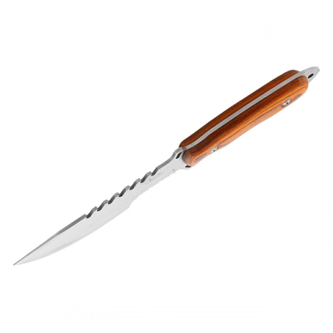 Cutit de vanatoare zimtat, 32 cm, lemn, maro, teaca inclusa [1]