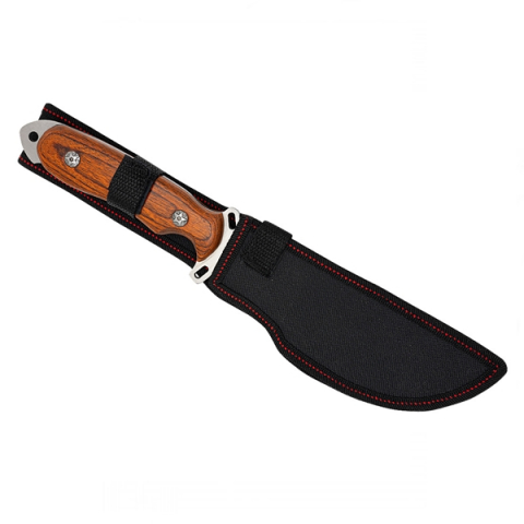 Cutit de vanatoare zimtat, 32 cm, lemn, maro, teaca inclusa [4]
