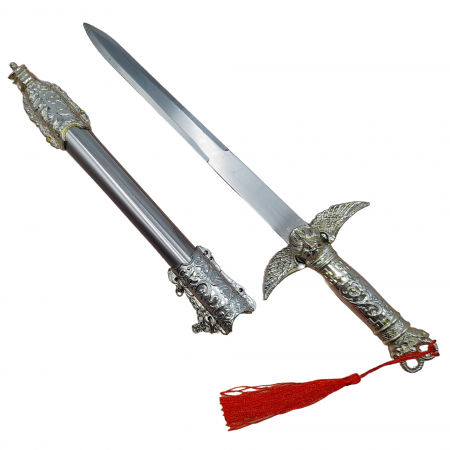 Cutit decorativ IdeallStore®, panoplie, Owl of War, argintiu, aluminiu, 28.5 cm, teaca inclusa [0]