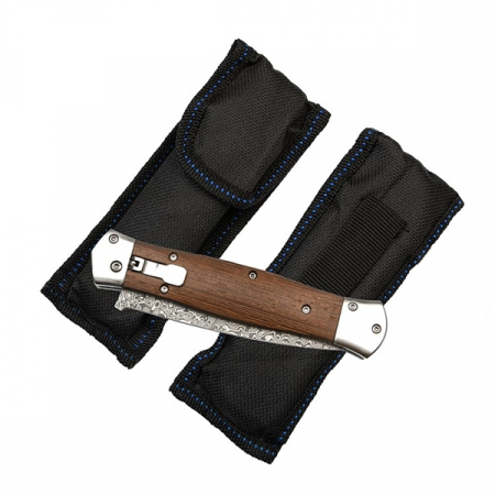 Cutit din otel Damasc, IdeallStore®, Spring Knife, 23 cm, Maro [7]