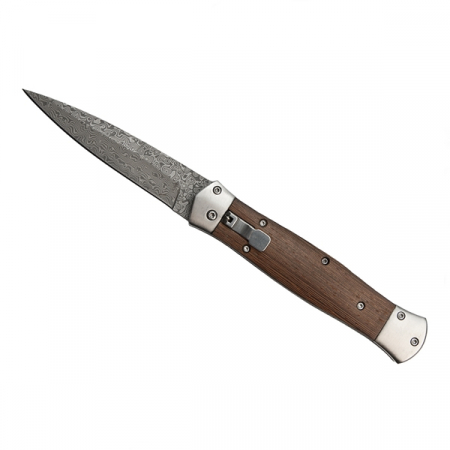 Cutit din otel Damasc, IdeallStore®, Spring Knife, 23 cm, Maro [3]